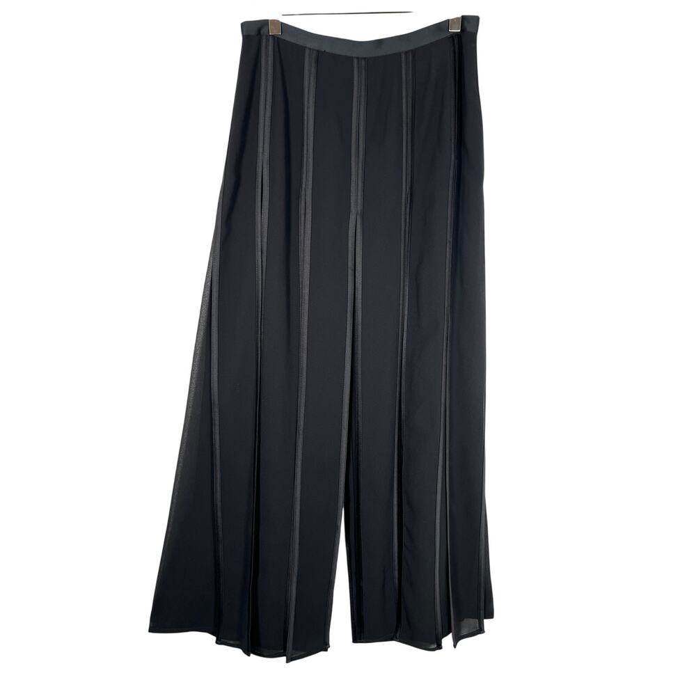 JS Collections Women’s Chiffon Split Panel Layered Dress Pants 8 Black